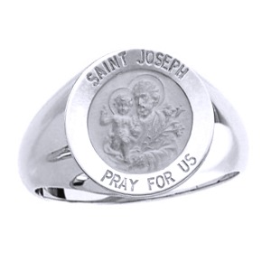 St. Joseph Sterling Silver Ring, 18 mm round top - Click Image to Close