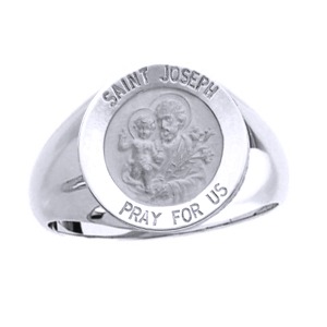 St. Joseph Sterling Silver Ring, 15mm top - Click Image to Close