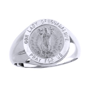 Our Lady of Guadalupe Sterling Silver Ring, 15mm top - Click Image to Close