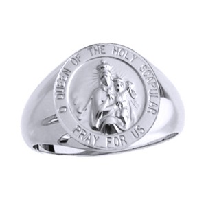 Holy Scapular Sterling Silver Ring, 15mm top - Click Image to Close