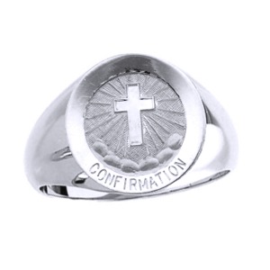 Confirmation Sterling Silver Ring, 15mm top - Click Image to Close