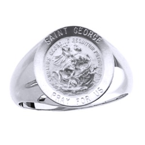 St. George Sterling Silver Ring, 18 mm round top - Click Image to Close