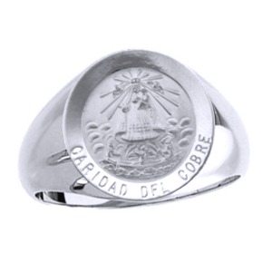 Caridad del Cobre Sterling Silver Ring, 18 mm round top - Click Image to Close