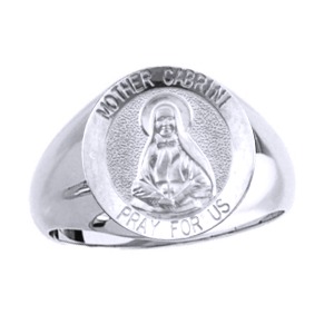 Mother Cabrini Sterling Silver Ring, 15mm top - Click Image to Close