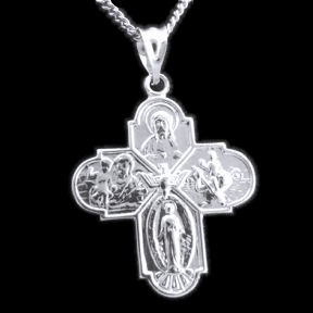 Sterling Silver Cruciform Cross Pendant Medal & 18" Chain. - Click Image to Close