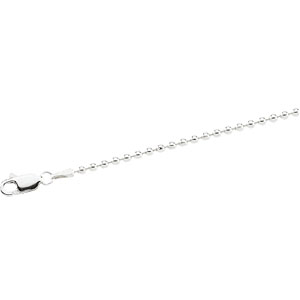 Bead Chain, 2mm X 7", Solid Sterling, Lob Claw Clasp - Click Image to Close