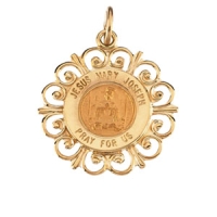 Altagracia Holy Fmly Medal, 18.5 mm, 14K Yellow Gold