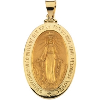 Miraculous Medal, 29 X 20 mm, 18K Yellow Gold