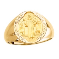 St. Benedict Ring, 14k Gold, 18.5 mm round top