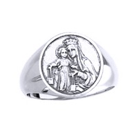 Lady of Mount Carmel Sterling Silver Ring, 15mm top