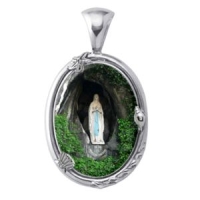 Our Lady of Lourdes Charm Gem Pendant